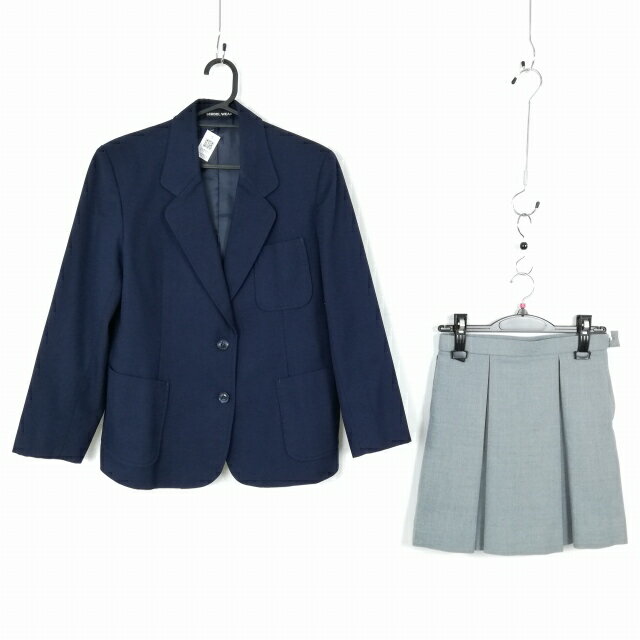 ブレザー ミニスカート 上下2点セット 冬物 女子 学生服 中学 高校 紺 制服 中古 ランクB EY7711