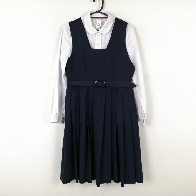 ジャンパースカート バスト90 ウエスト76 カンコー 冬物 女子 学生服 中学 高校 紺 制服 中古 ランクC EY7715
