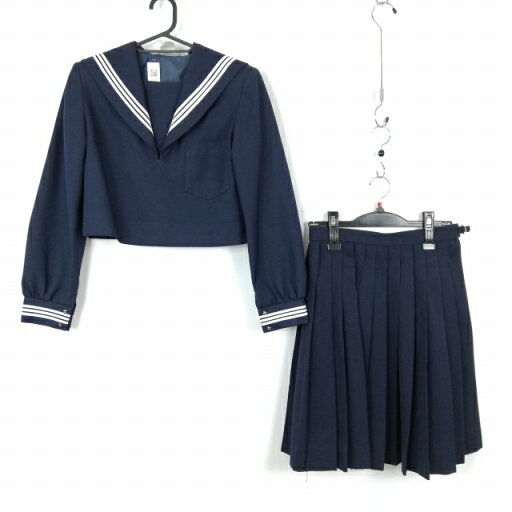 セーラー服 スカート 上下2点セット 155A 冬物 白3本線 女子 学生服 中学 高校 紺 制服 中古 ランクC EY7814 セーラー服 スカート 上下2点セット 155A 冬物 白3本線 女子 学生服 中学 高校 紺 制服 中古 ランクC EY7814