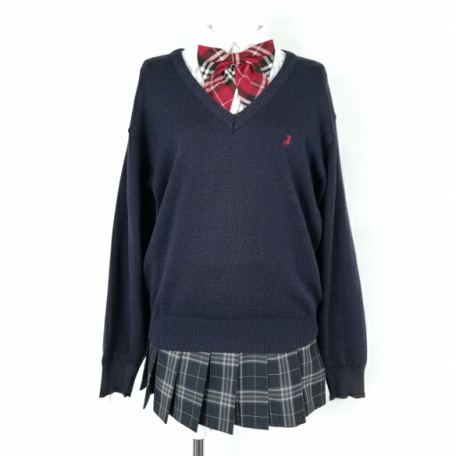 セーター マイクロミニスカート リボン 上下4点セット L 富士ヨット 冬物 女子 学生服 滋賀伊吹高校 紺 制服 中古 ランクC EY7939 セーター マイクロミニスカート リボン 上下4点セット L 富士ヨット 冬物 女子 学生服 滋賀伊吹高校 紺 制服 中古 ランクC EY7939