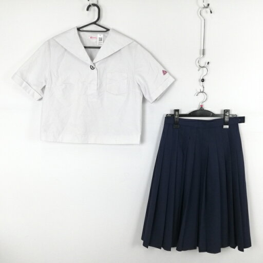 セーラー服 スカート 上下2点セット 大きいサイズ カンコー 夏物 女子 学生服 鹿児島玉龍高校 白 制服 中古 ランクC EY8103 セーラー服 スカート 上下2点セット 大きいサイズ カンコー 夏物 女子 学生服 鹿児島玉龍高校 白 制服 中古 ランクC EY8103
