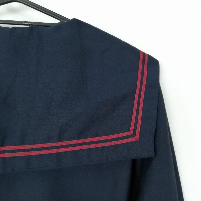 コスプレ セーラー服 スカート 上下2点セット M 赤2本線 女子 学生服 中学 高校 紺 制服 中古 GM2047