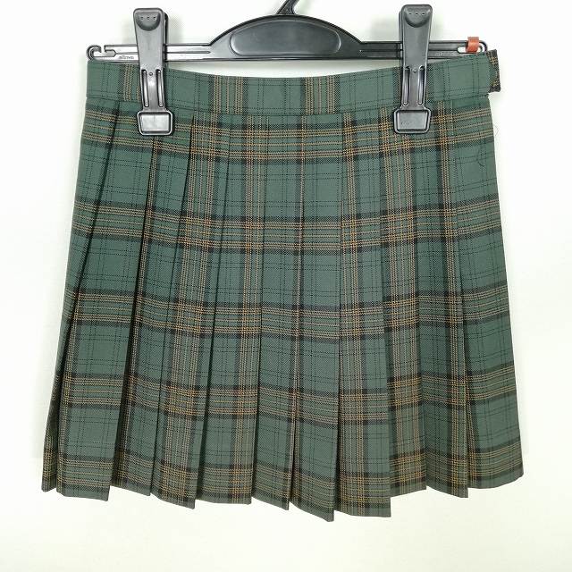 スクールスカート 冬物 w60-丈38 チェック 中学 高校 マイクロミニ プリーツ 学生服 制服 女子 中古 HK0612