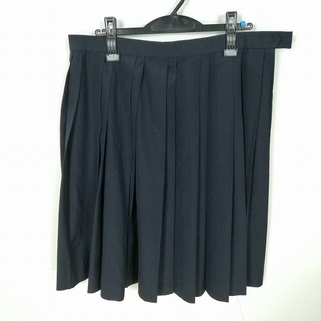 スクールスカート 大きいサイズ 夏物 w78-丈57 紺 中学 高校 プリーツ 学生服 制服 女子 中古 HK1509