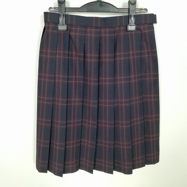 スクールスカート 夏物 w69-丈57 チェック 中学 高校 プリーツ 学生服 制服 女子 中古 HK0630