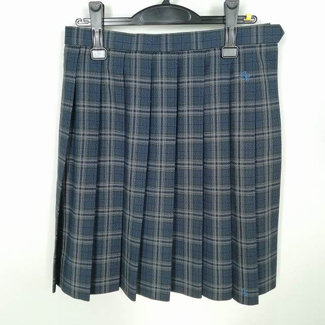スクールスカート 夏物 w69-丈53 チェック 中学 高校 プリーツ 学生服 制服 女子 中古 HK0639