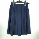 スクールスカート 夏物 w62-丈65 紺 中学 高校 プリーツ 学生服 制服 女子 中古 HK8507