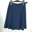 スクールスカート 大きいサイズ 冬物 w72-丈61 紺 中学 高校 プリーツ 学生服 制服 女子 中古 HK8531