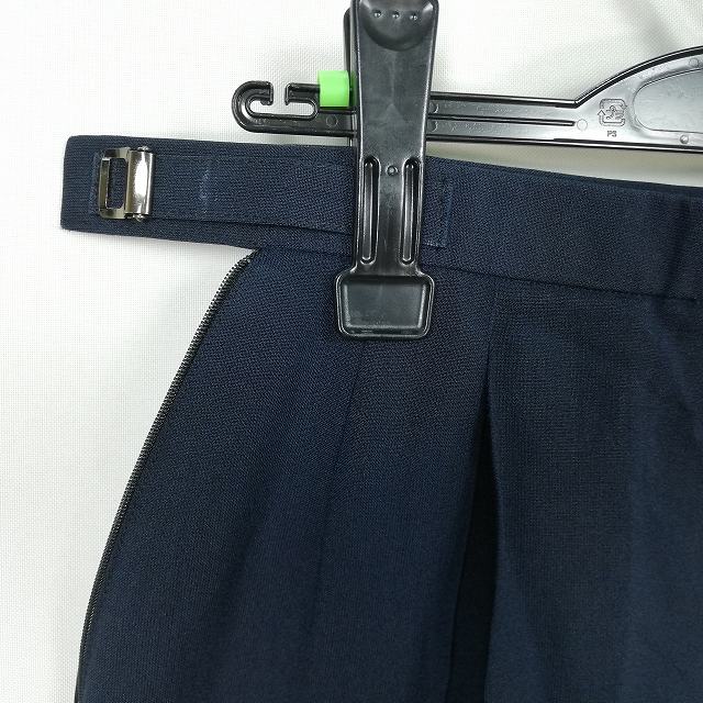 スクールスカート 夏物 w66-丈61 紺 中学 高校 プリーツ 学生服 制服 女子 中古 HK8536