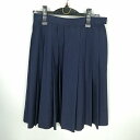 スクールスカート 夏物 w60-丈56 紺 中学 高校 プリーツ 学生服 制服 女子 中古 HK8542