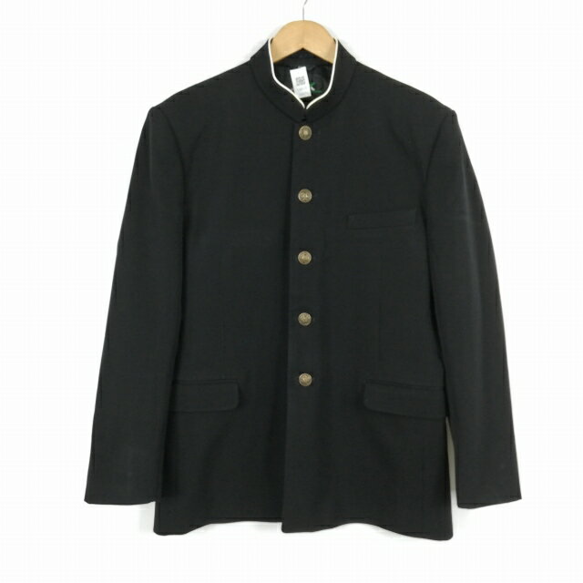 学生服 学ラン 180A 男子 トンボ 上着 丸洗い可 ウール混 標準型学生服 ラウンドカラー カシドス 黒 中古 ランクC a3 JJ6570