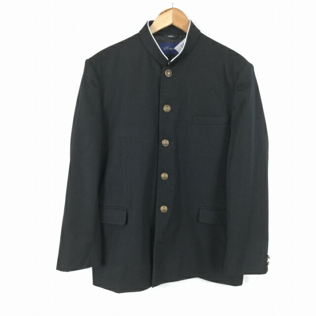 学生服 学ラン 180A 男子 トンボ 上着 丸洗い可 ウール混 標準型学生服 ラウンドカラー カシドス 黒 中古 ランクB a3 JJ6587