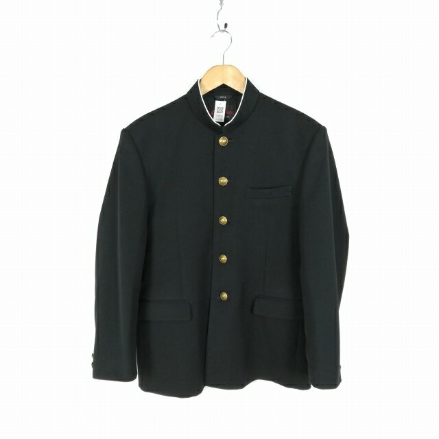 学生服 学ラン 170A 男子 カンコー 上着 丸洗い可 標準型学生服 ラウンドカラー カシドス 黒 中古 ランクB a3 JJ6593