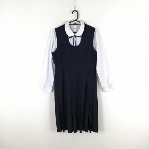 ジャンパースカート 紐タイ バスト86 ウエスト70 冬物 女子 学生服 熊本八代高校 紺 制服 中古 ランクC EY5326 ジャンパースカート 紐タイ バスト86 ウエスト70 冬物 女子 学生服 熊本八代高校 紺 制服 中古 ランクC EY5326