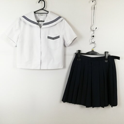 セーラー服 スカート 上下2点セット L 大きいサイズ 夏物 青3本線 女子 学生服 中学 高校 白 制服 中古 ランクC EY5418 セーラー服 スカート 上下2点セット L 大きいサイズ 夏物 青3本線 女子 学生服 中学 高校 白 制服 中古 ランクC EY5418