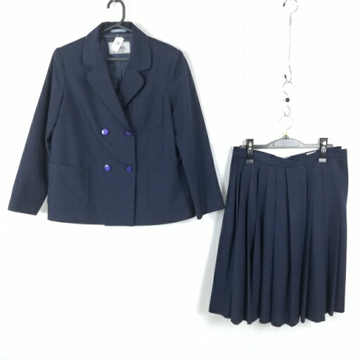 ブレザー スカート 上下2点セット 大きいサイズ 冬物 女子 学生服 中学 高校 紺 制服 中古 ランクC EY5751 ブレザー スカート 上下2点セット 大きいサイズ 冬物 女子 学生服 中学 高校 紺 制服 中古 ランクC EY5751