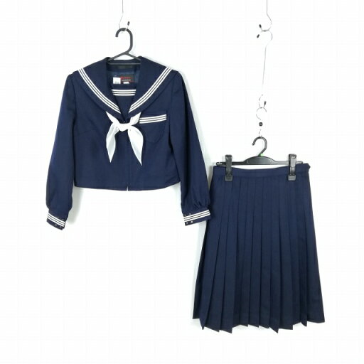 セーラー服 スカート スカーフ 上下3点セット 155A カンコー 冬物 白3本線 女子 学生服 中学 高校 紺 制服 中古 ランクC EY8240 セーラー服 スカート スカーフ 上下3点セット 155A カンコー 冬物 白3本線 女子 学生服 中学 高校 紺 制服 中古 ランクC EY8240