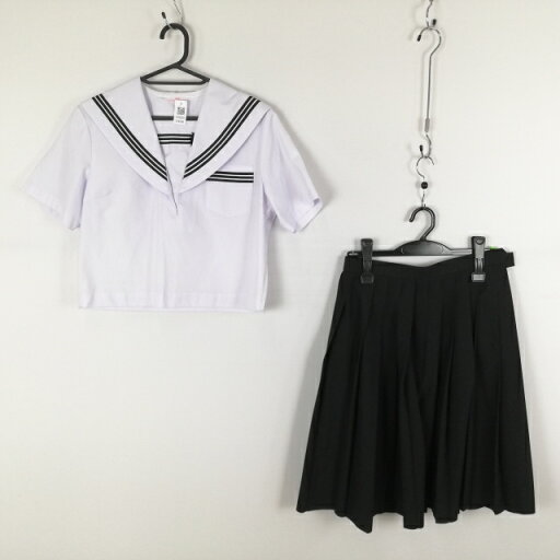 セーラー服 スカート 上下2点セット 165A カンコー 夏物 黒3本線 女子 学生服 中学 高校 白 制服 中古 ランクC EY8300 セーラー服 スカート 上下2点セット 165A カンコー 夏物 黒3本線 女子 学生服 中学 高校 白 制服 中古 ランクC EY8300