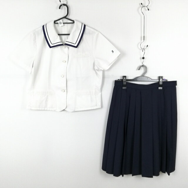 ブラウス スカート 上下2点セット 大きいサイズ 特大 夏物 女子 学生服 長崎大村工業高校 白 制服 中古 ランクC EY8337