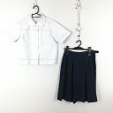 ブラウス スカート 上下2点セット M 大きいサイズ 夏物 女子 学生服 鹿児島西紫原中学 白 制服 中古 ランクC EY8371
