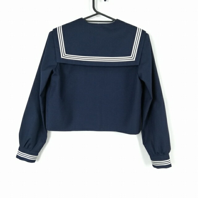 セーラー服 上着 富士ヨット 冬物 白3本線 女子 学生服 鹿児島福平中学 紺 制服 中古 ランクC EY8399