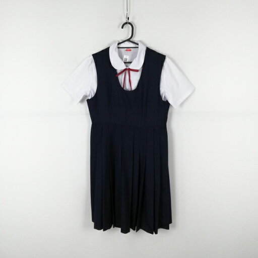 ジャンパースカート 紐タイ バスト92 ウエスト80 冬物 女子 学生服 中学 高校 紺 制服 中古 ランクC EY8445 ジャンパースカート 紐タイ バスト92 ウエスト80 冬物 女子 学生服 中学 高校 紺 制服 中古 ランクC EY8445