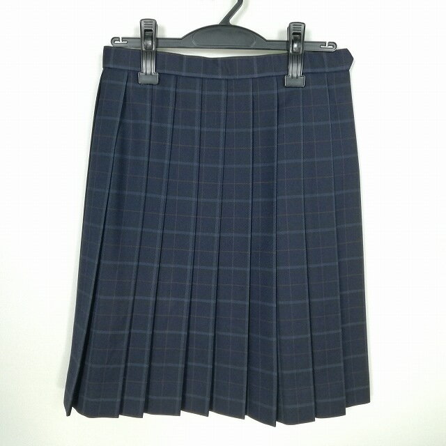 スクールスカート 冬物 w62-丈53 チェック 中学 高校 プリーツ 学生服 制服 女子 中古 HK0702