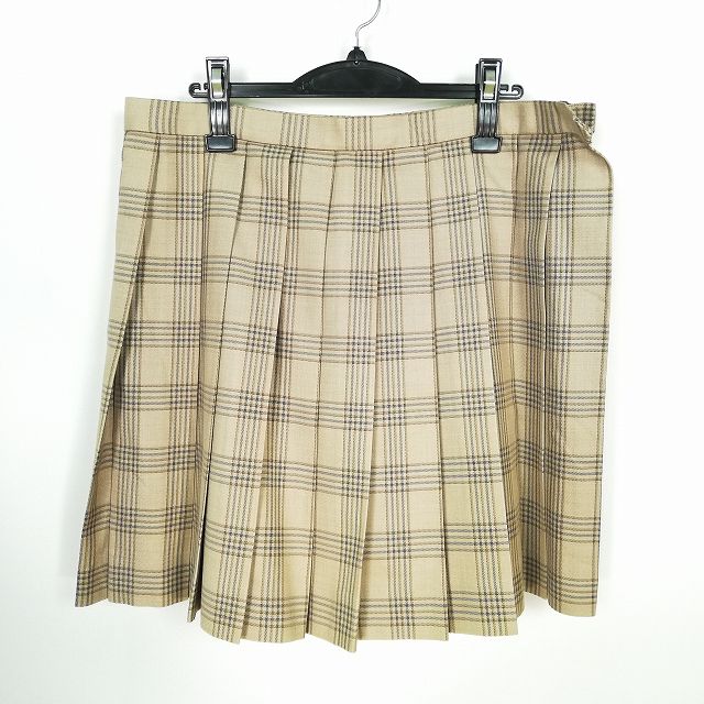 スクールスカート 大きいサイズ 冬物 w85-丈50 チェック 中学 高校 プリーツ 学生服 制服 女子 中古 HK0732