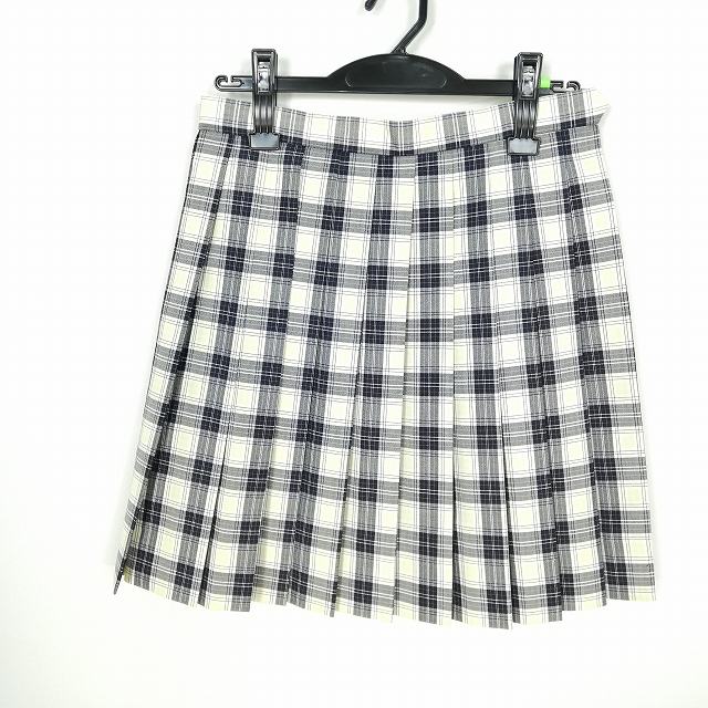スクールスカート 夏物 w66-丈47 チェック 中学 高校 プリーツ 学生服 制服 女子 中古 HK0747