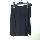 スクールスカート 冬物 w63-丈56 紺 東京普連土学園高校 プリーツ 学生服 制服 女子 中古 HK1457
