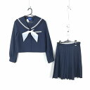 セーラー服 スカート スカーフ 上下3点セット 170A ミッシェルクラン 冬物 白2本線 女子 学生服 中学 高校 紺 中古 ランクC NA3725