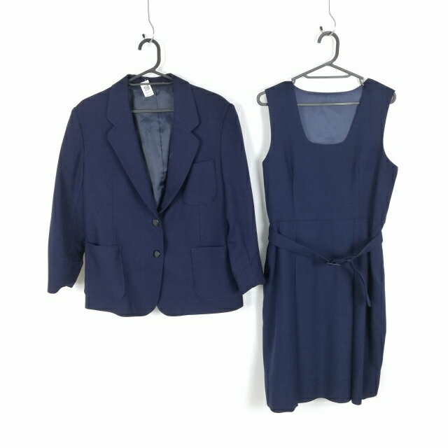 ブレザー ジャンパースカート 上下2点セット 指定 冬物 女子 学生服 中学 高校 紺 制服 中古 ランクC NA6942