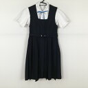 ジャンパースカート 紐タイ 145A バスト80 ウエスト70 夏物 女子 学生服 中学 高校 紺 制服 中古 ランクB NA7339