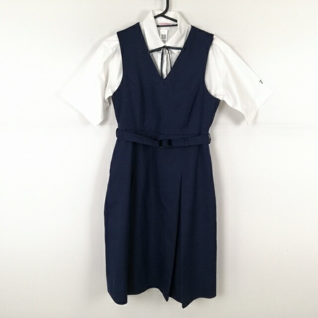 ジャンパースカート 紐タイ バスト86 ウエスト74 冬物 女子 学生服 中学 高校 紺 制服 中古 ランクC EY8603