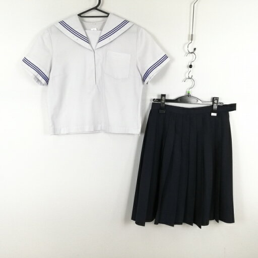 セーラー服 スカート 上下2点セット 大きいサイズ 夏物 青3本線 女子 学生服 中学 高校 白 制服 中古 ランクC EY8637 セーラー服 スカート 上下2点セット 大きいサイズ 夏物 青3本線 女子 学生服 中学 高校 白 制服 中古 ランクC EY8637