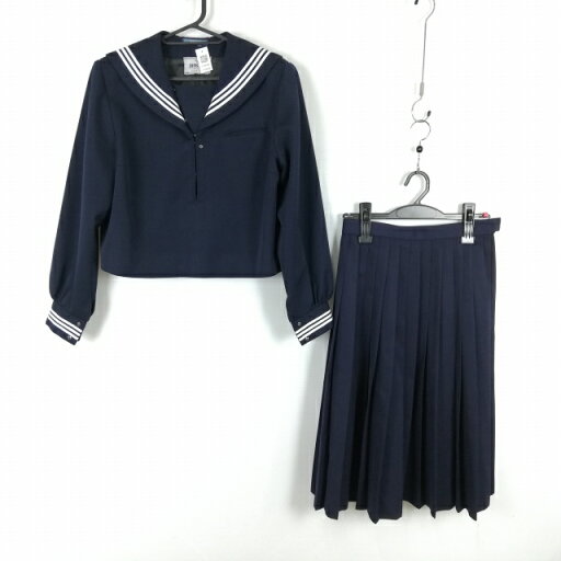 セーラー服 スカート 上下2点セット 160 大きいサイズ 冬物 白3本線 女子 学生服 中学 高校 紺 制服 中古 ランクC EY8640 セーラー服 スカート 上下2点セット 160 大きいサイズ 冬物 白3本線 女子 学生服 中学 高校 紺 制服 中古 ランクC EY8640