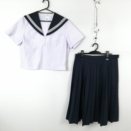 セーラー服 スカート 上下2点セット 大きいサイズ 夏物 白3本線 女子 学生服 中学 高校 白 制服 中古 ランクC EY8644 セーラー服 スカート 上下2点セット 大きいサイズ 夏物 白3本線 女子 学生服 中学 高校 白 制服 中古 ランクC EY8644