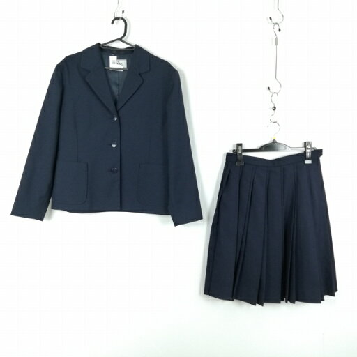 ブレザー スカート 上下2点セット 大きいサイズ 冬物 女子 学生服 中学 高校 紺 制服 中古 ランクB EY9177 ブレザー スカート 上下2点セット 大きいサイズ 冬物 女子 学生服 中学 高校 紺 制服 中古 ランクB EY9177