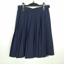 スクールスカート 冬物 w62-丈59 紺 中学 高校 プリーツ 学生服 制服 女子 中古 HK0775