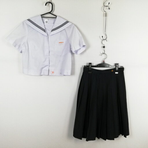 セーラー服 スカート 上下2点セット 夏物 青3本線 女子 学生服 宮崎高鍋東中学 白 制服 中古 ランクC NA4372 セーラー服 スカート 上下2点セット 夏物 青3本線 女子 学生服 宮崎高鍋東中学 白 制服 中古 ランクC NA4372