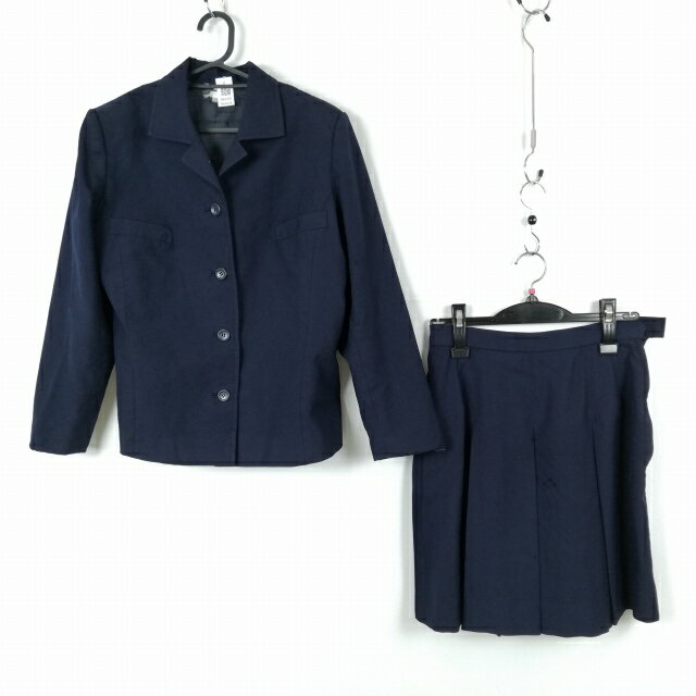 ブレザー スカート 上下2点セット 冬物 女子 学生服 中学 高校 紺 制服 中古 ランクC NA4426