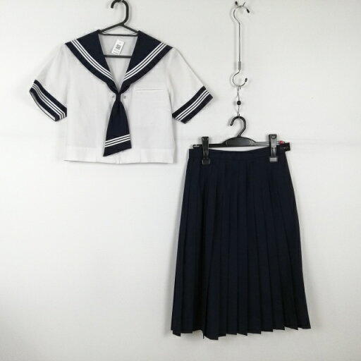セーラー服 スカート ネクタイ 上下3点セット 夏物 白3本線 女子 学生服 埼玉早稲田中学 白 制服 中古 ランクC NA7074 セーラー服 スカート ネクタイ 上下3点セット 夏物 白3本線 女子 学生服 埼玉早稲田中学 白 制服 中古 ランクC NA7074