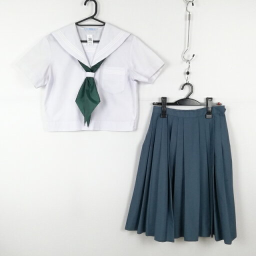セーラー服 スカート スカーフ 上下3点セット 夏物 白3本線 女子 学生服 中学 高校 白 制服 中古 ランクC NA0105 セーラー服 スカート スカーフ 上下3点セット 夏物 白3本線 女子 学生服 中学 高校 白 制服 中古 ランクC NA0105