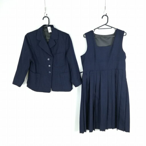 ブレザー ジャンパースカート 上下2点セット 冬物 女子 学生服 中学 高校 紺 制服 中古 ランクB NA7100 ブレザー ジャンパースカート 上下2点セット 冬物 女子 学生服 中学 高校 紺 制服 中古 ランクB NA7100