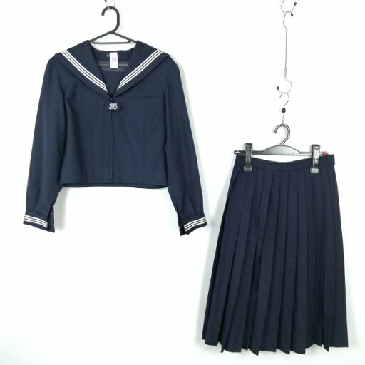 セーラー服 スカート 上下2点セット 160A 冬物 白3本線 女子 学生服 中学 高校 紺 制服 中古 ランクC NA7159 セーラー服 スカート 上下2点セット 160A 冬物 白3本線 女子 学生服 中学 高校 紺 制服 中古 ランクC NA7159