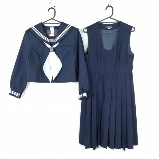 セーラー服 ジャンパースカート スカーフ 上下3点セット 155A トンボ 冬物 白3本線 女子 学生服 中学 高校 紺 中古 ランクC NA7231 セーラー服 ジャンパースカート スカーフ 上下3点セット 155A トンボ 冬物 白3本線 女子 学生服 中学 高校 紺 中古 ランクC NA7231