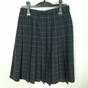 スクールスカート 夏物 w63-丈59 チェック 中学 高校 プリーツ 学生服 制服 女子 中古 HK1651
