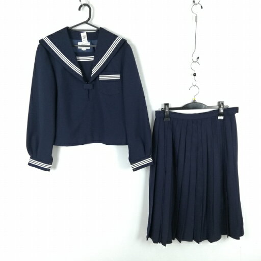 セーラー服 スカート 上下2点セット 175A 大きいサイズ カンコー 冬物 白3本線 女子 学生服 中学 高校 紺 制服 中古 ランクC NA0287 セーラー服 スカート 上下2点セット 175A 大きいサイズ カンコー 冬物 白3本線 女子 学生服 中学 高校 紺 制服 中古 ランクC NA0287