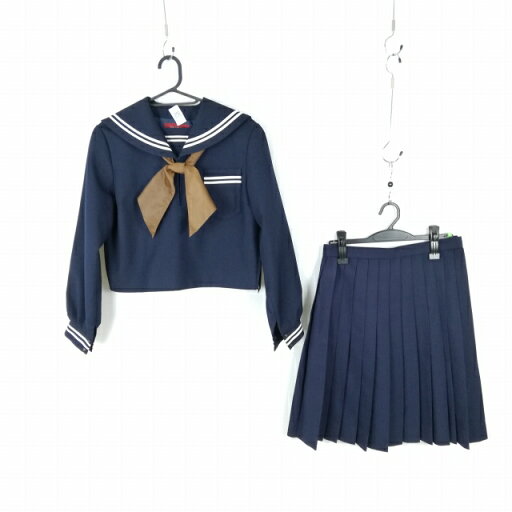 セーラー服 スカート スカーフ 上下3点セット 大きいサイズ トンボ 冬物 白2本線 女子 学生服 中学 高校 紺 制服 中古 ランクC NA0351 セーラー服 スカート スカーフ 上下3点セット 大きいサイズ トンボ 冬物 白2本線 女子 学生服 中学 高校 紺 制服 中古 ランクC NA0351