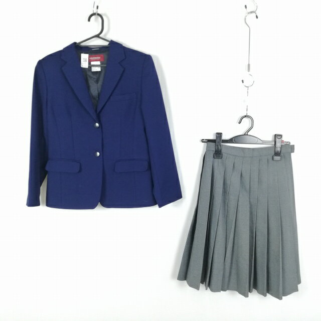 ブレザー スカート 上下2点セット M トンボ 冬物 女子 学生服 中学 高校 花紺 制服 中古 ランクC NA0902